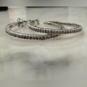 Elegant 925 Silver Hoop Earrings with Diamonds
